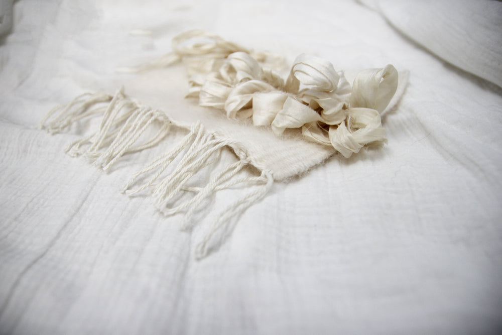 Small White Weaving with Sari Silk Accent