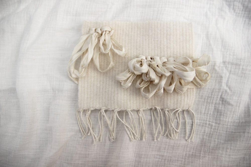 Small White Weaving with Sari Silk Accent