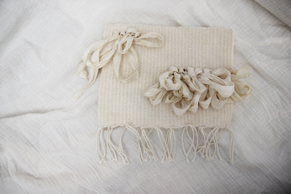 Small White Weaving with Sari Silk Accent