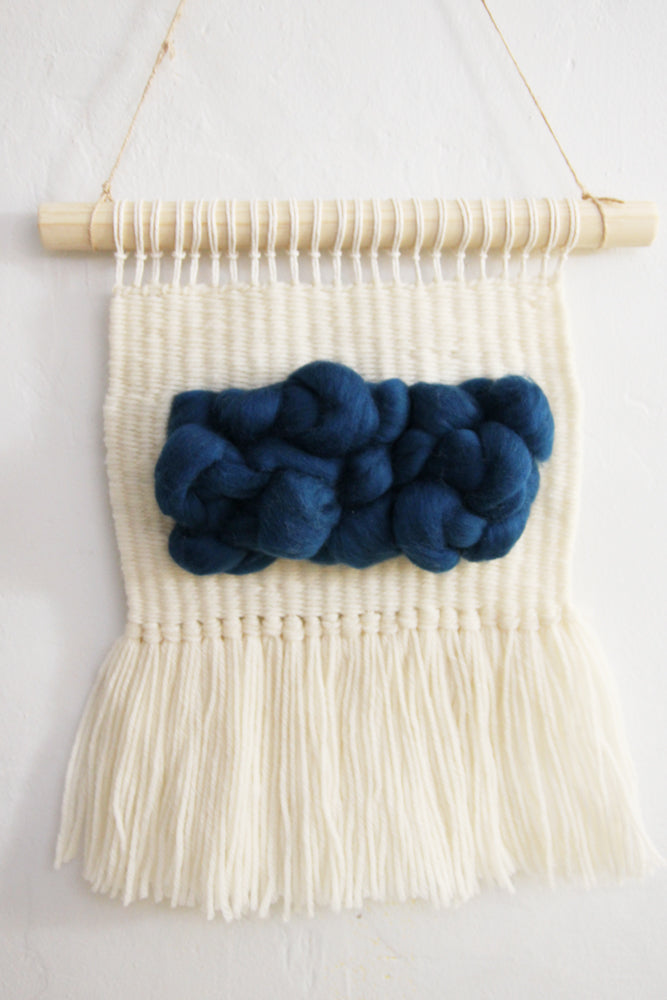White & Blue Puff Weaving