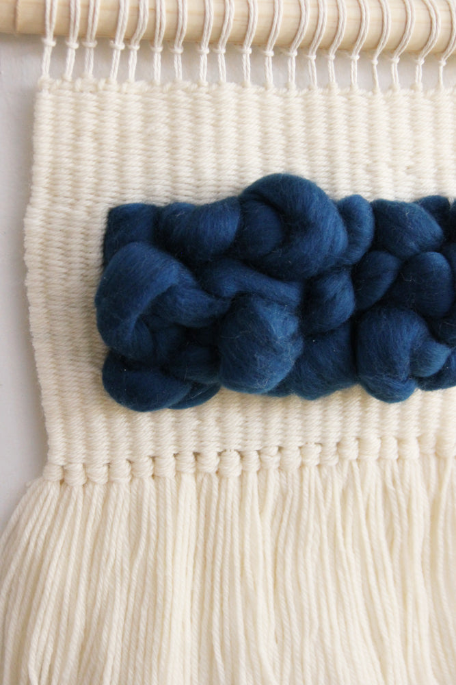 White & Blue Puff Weaving