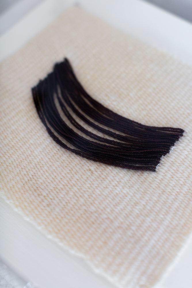 Naomi, beaded appliqué, framed weaving, woven wallhanging, wallhanging, woven art, 3d art, unique art, unique wall art, bespoke, bespoke collection, bespoke artwork, bespoke art, bespoke weaving, seven sixteen, 7 16, seven sixteen artist, becky pollard, denver artist, colorado artist, fiber artist, woven art, woven artwork, becky seven sixteen, seven sixteen becky, beaded detail, beading detail, beaded weaving, weaving with beading, neutral art