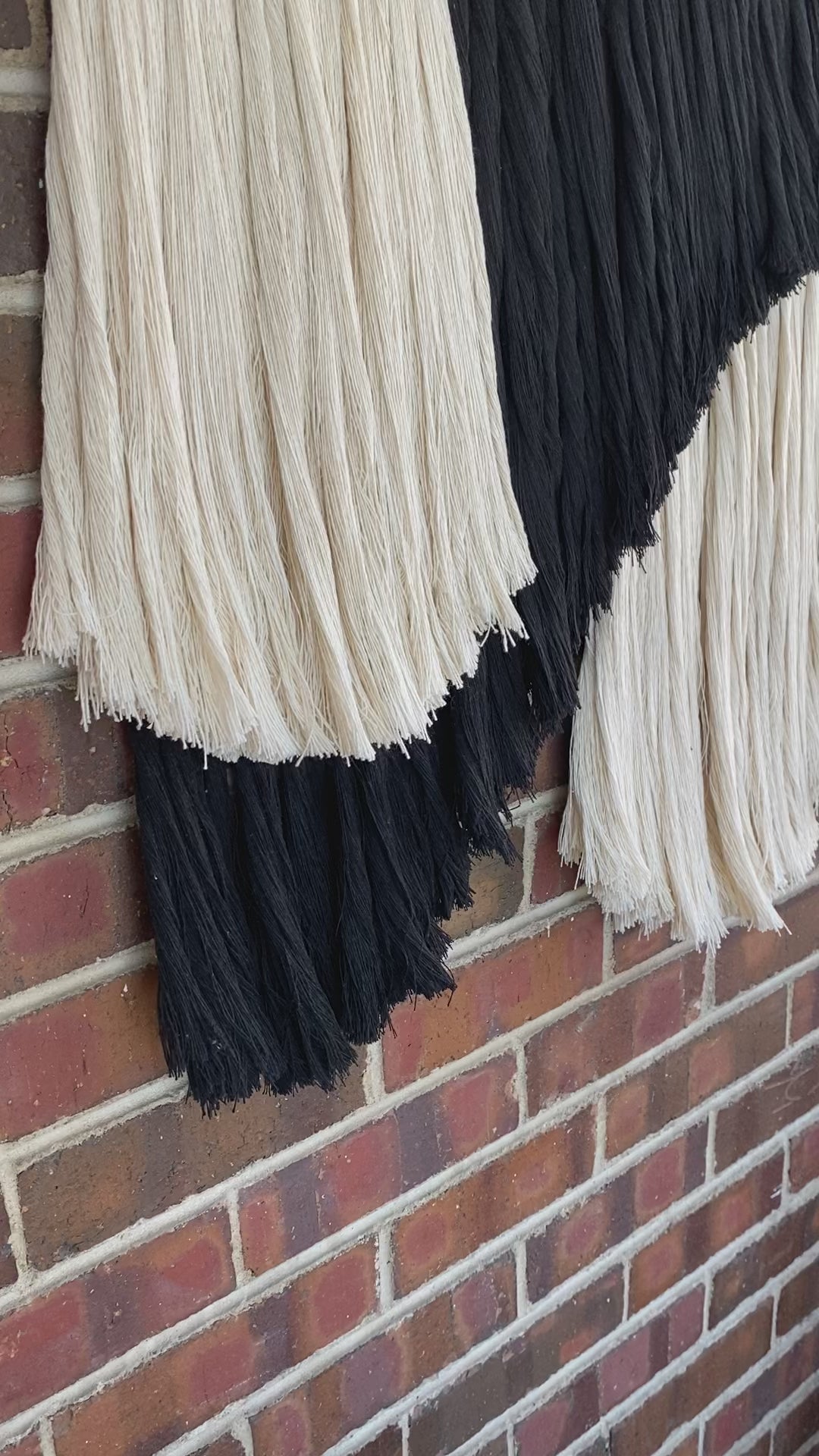 outdoor art, patio art, indoor outdoor art, outdoor wallhanging, outdoor wallhanging, outdoor weaving, outdoor macrame, becky pollard, seven sixteen, colorado art, colorado artist, denver art, denver artist, art for patio, art for outside, art for outdoors, black and white wallhanging, neutral wallhanging, cotton wallhanging, cotton weaving, modern weaving, indoor outdoor art, indoor outdoor weaving, indoor outdoor decor, patio decor, patio styling, 7 16, seven sixteen artist, fiber artist, woven art