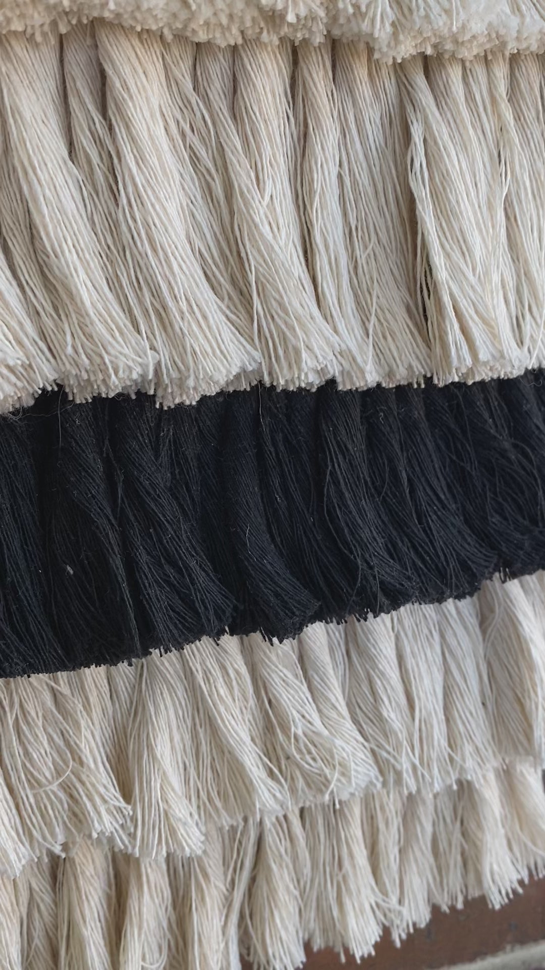 outdoor art, patio art, indoor outdoor art, outdoor wallhanging, outdoor wallhanging, outdoor weaving, outdoor macrame, becky pollard, seven sixteen, colorado art, colorado artist, denver art, denver artist, art for patio, art for outside, art for outdoors, black and white wallhanging, neutral wallhanging, cotton wallhanging, cotton weaving, modern weaving, indoor outdoor art, indoor outdoor weaving, indoor outdoor decor, patio decor, patio styling, 7 16, seven sixteen artist, fiber artist, woven art