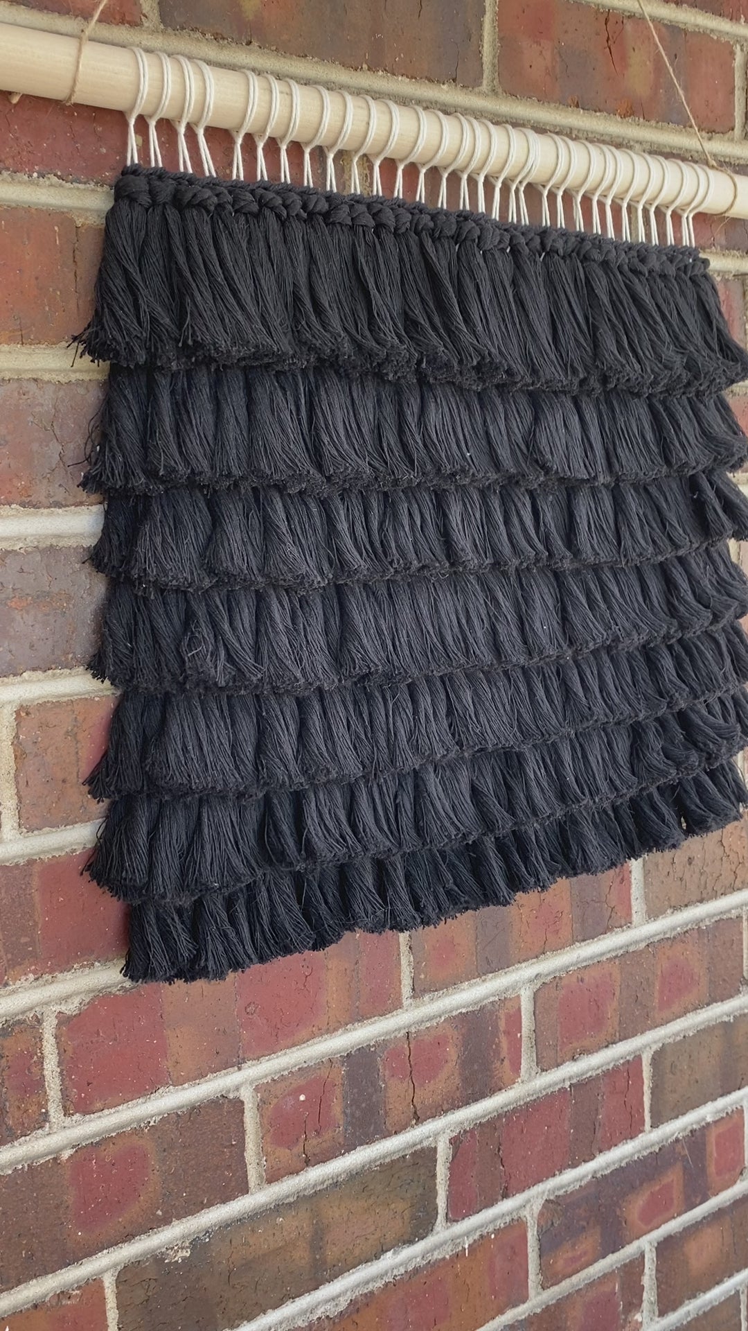 outdoor art, patio art, indoor outdoor art, outdoor wallhanging, outdoor wallhanging, outdoor weaving, outdoor macrame, becky pollard, seven sixteen, colorado art, colorado artist, denver art, denver artist, art for patio, art for outside, art for outdoors, black and white wallhanging, neutral wallhanging, cotton wallhanging, cotton weaving, modern weaving, indoor outdoor art, indoor outdoor weaving, indoor outdoor decor, patio decor, patio styling, 7 16, seven sixteen artist, fiber artist, woven art