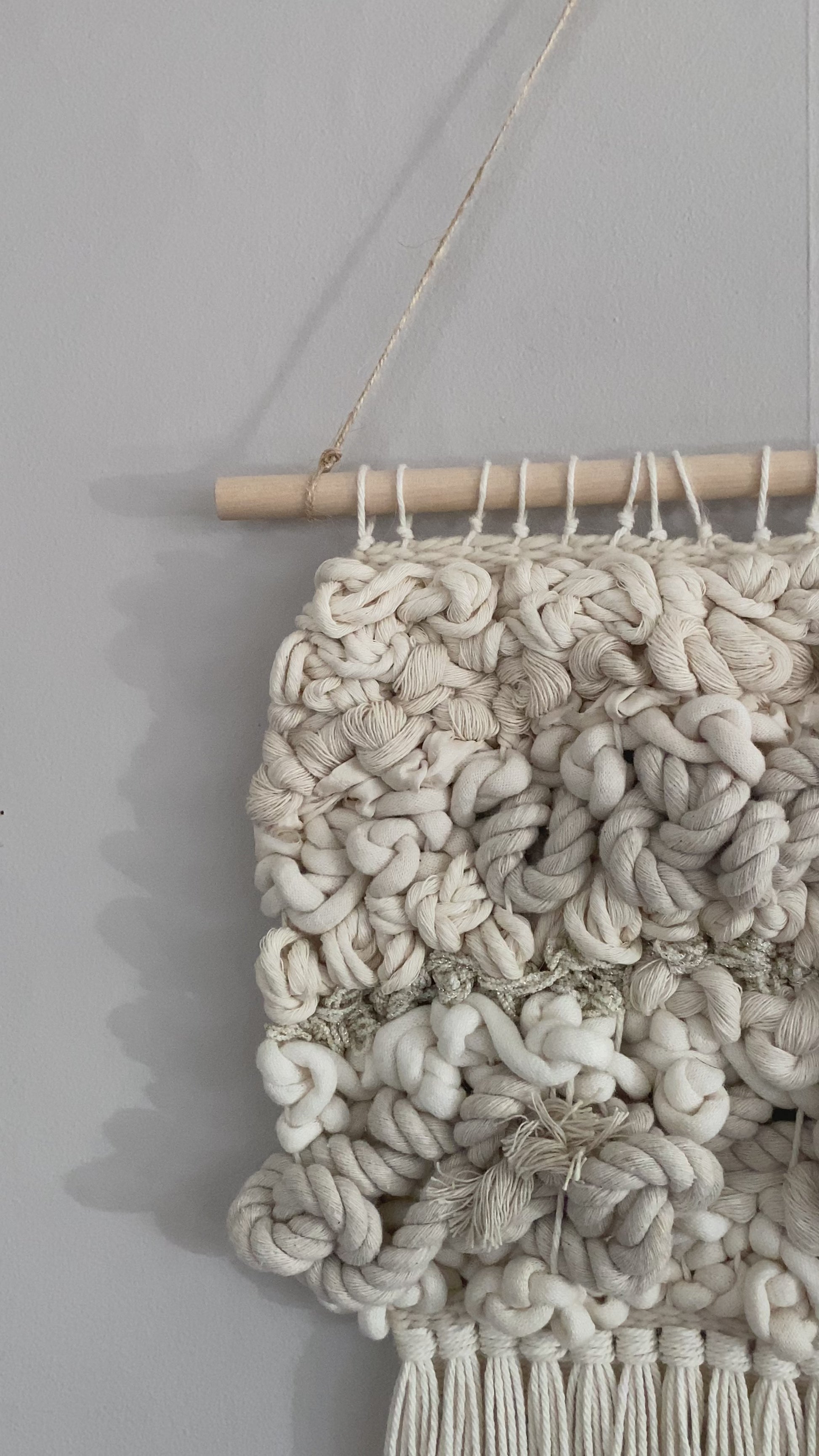 Stella, woven wall hanging, wall hanging, woven art, woven wall art, weaving art, unique art, unique wall art, seven sixteen, 7 16, seven sixteen artist, becky pollard, denver artist, colorado artist, fiber artist, woven art, woven artwork, becky seven sixteen, seven sixteen becky, neutral wall art, neutral art, neutral aesthetic, neutral bedroom decor, neutral bedroom ideas, neutral wall weaving, neutral tapestry, neutral tapestry weaving