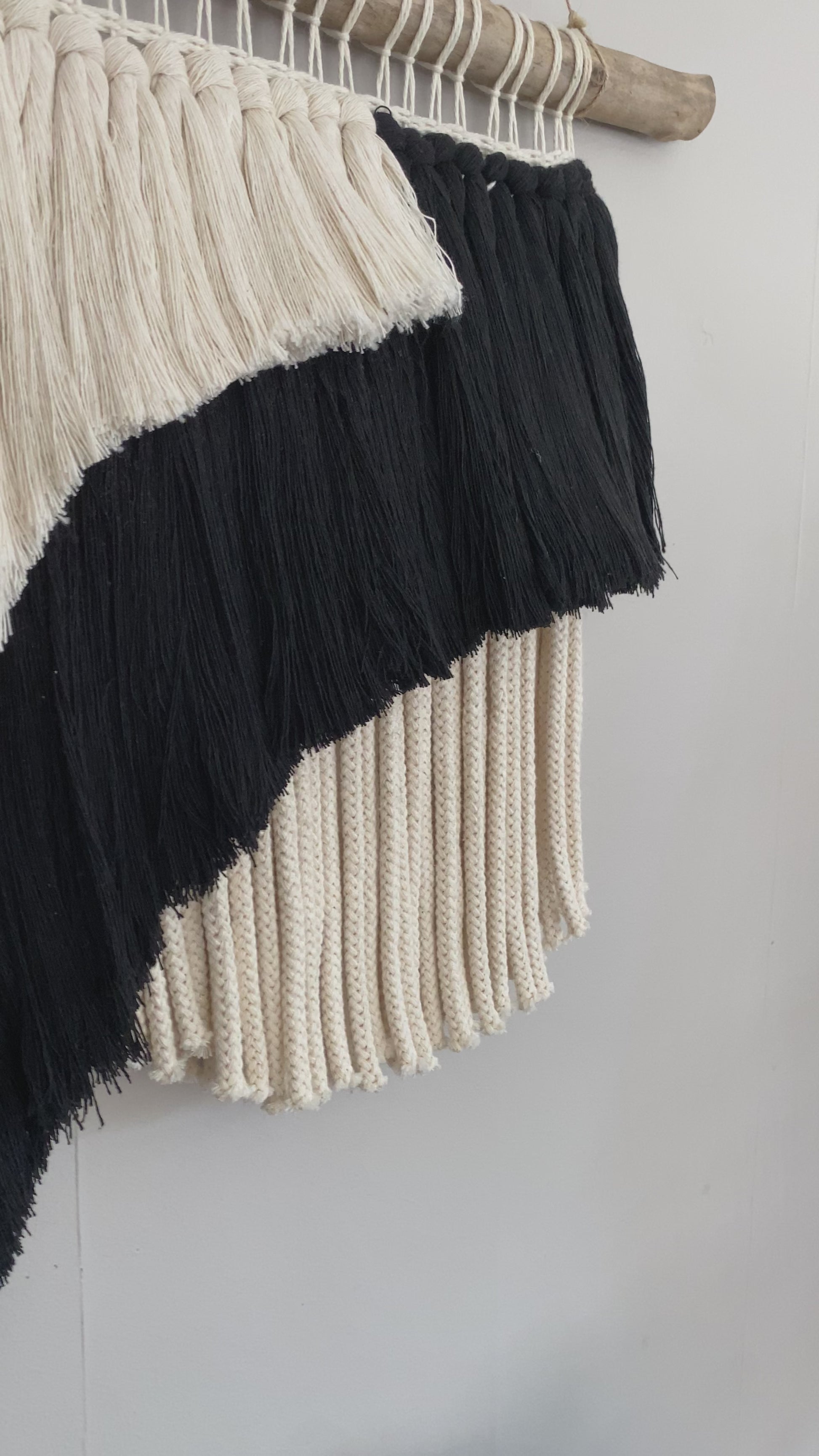 outdoor art, patio art, indoor outdoor art, outdoor wallhanging, outdoor wallhanging, outdoor weaving, outdoor macrame, becky pollard, seven sixteen, colorado art, colorado artist, denver art, denver artist, art for patio, art for outside, art for outdoors, black and white wallhanging, neutral wallhanging, cotton wallhanging, cotton weaving, modern weaving, indoor outdoor art, indoor outdoor weaving, indoor outdoor decor, patio decor, patio styling, 7 16, seven sixteen artist, fiber artist, woven art