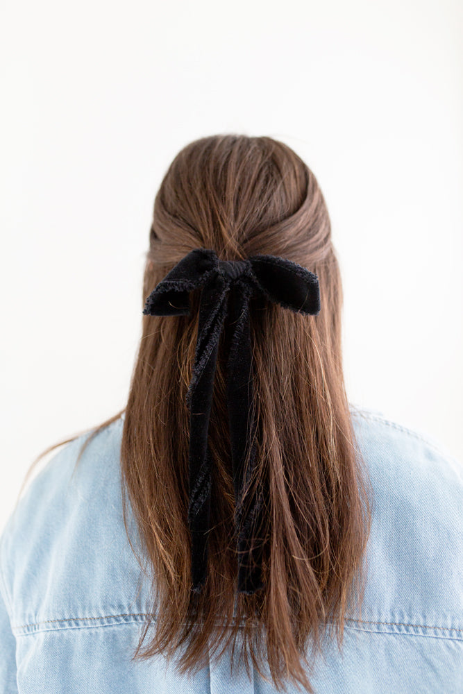 Long Velvet Bow Clip