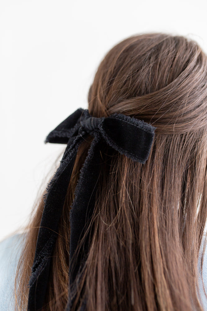 Long Velvet Bow Clip