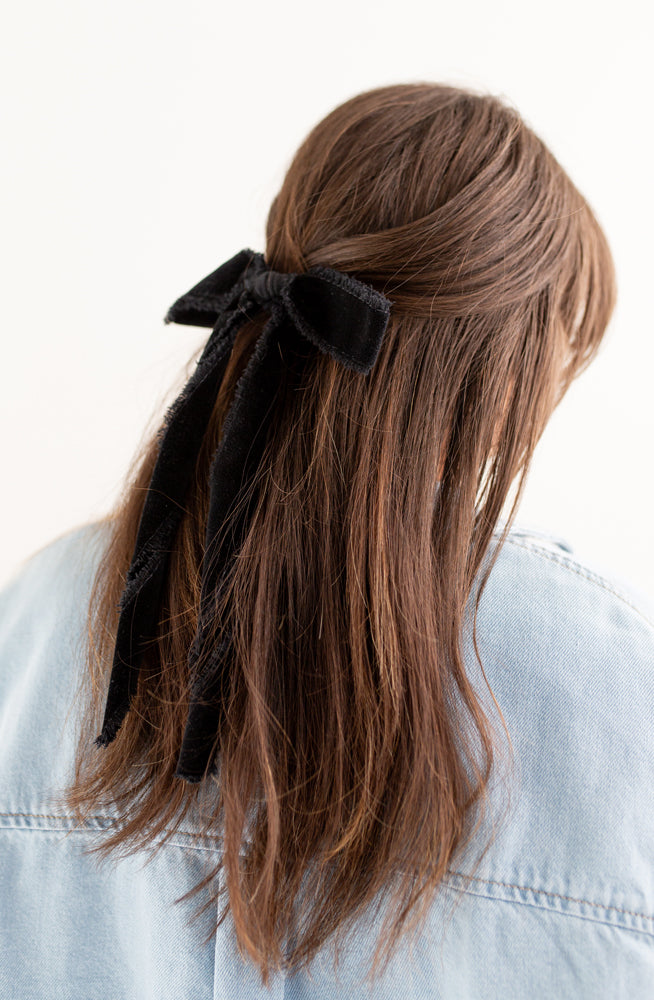 Long Velvet Bow Clip