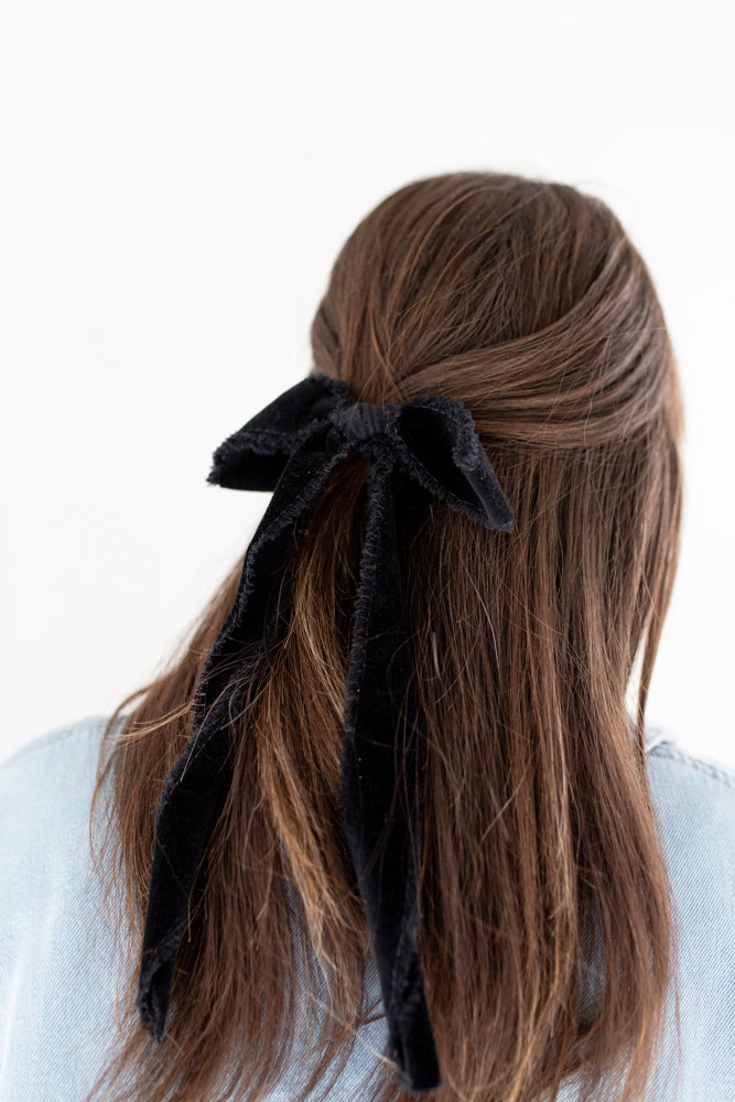 Long Velvet Bow Clip