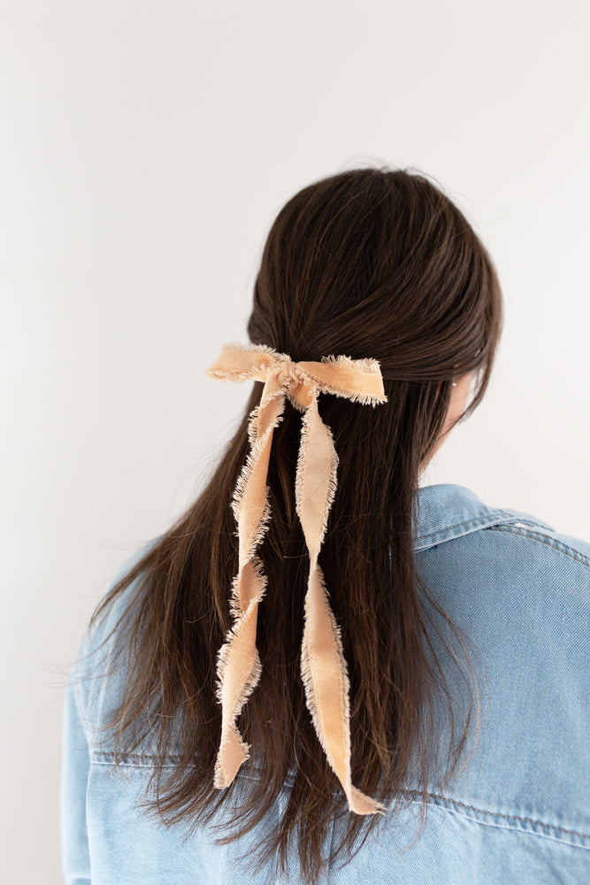 Long Velvet Bow Clip