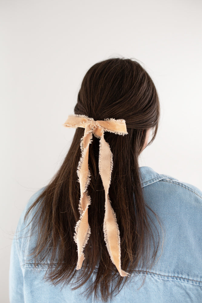 Long Velvet Bow Clip