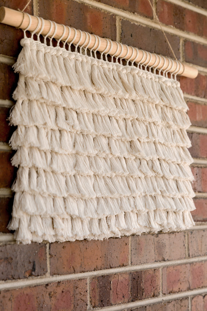 outdoor art, patio art, indoor outdoor art, outdoor wallhanging, outdoor wallhanging, outdoor weaving, outdoor macrame, becky pollard, seven sixteen, colorado art, colorado artist, denver art, denver artist, art for patio, art for outside, art for outdoors, black and white wallhanging, neutral wallhanging, cotton wallhanging, cotton weaving, modern weaving, indoor outdoor art, indoor outdoor weaving, indoor outdoor decor, patio decor, patio styling, 7 16, seven sixteen artist, fiber artist, woven art