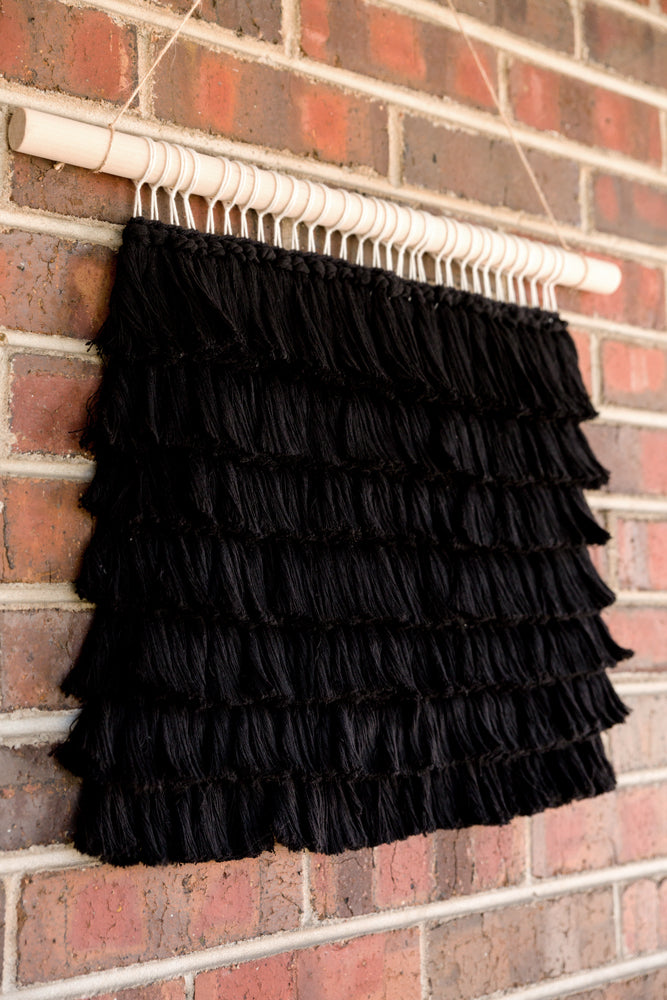 outdoor art, patio art, indoor outdoor art, outdoor wallhanging, outdoor wallhanging, outdoor weaving, outdoor macrame, becky pollard, seven sixteen, colorado art, colorado artist, denver art, denver artist, art for patio, art for outside, art for outdoors, black and white wallhanging, neutral wallhanging, cotton wallhanging, cotton weaving, modern weaving, indoor outdoor art, indoor outdoor weaving, indoor outdoor decor, patio decor, patio styling, 7 16, seven sixteen artist, fiber artist, woven art