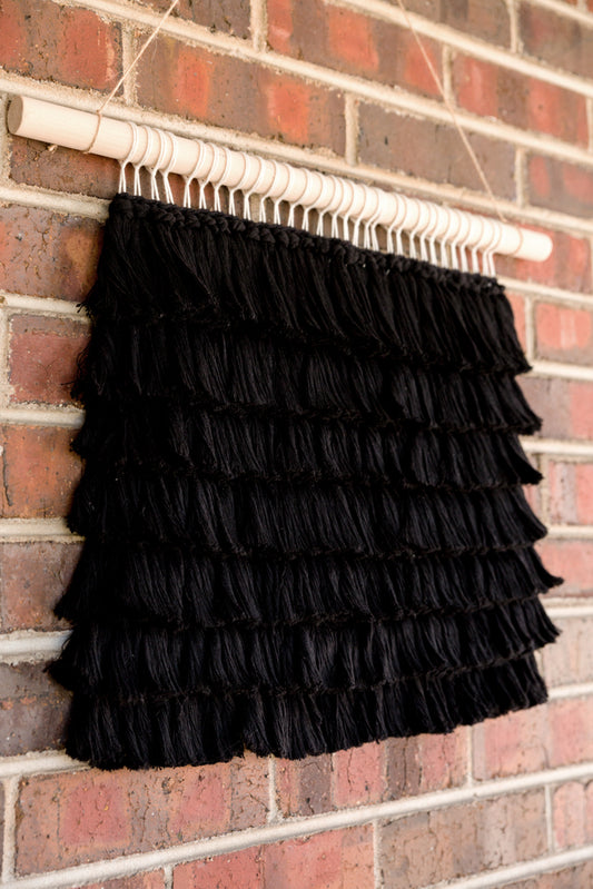 outdoor art, patio art, indoor outdoor art, outdoor wallhanging, outdoor wallhanging, outdoor weaving, outdoor macrame, becky pollard, seven sixteen, colorado art, colorado artist, denver art, denver artist, art for patio, art for outside, art for outdoors, black and white wallhanging, neutral wallhanging, cotton wallhanging, cotton weaving, modern weaving, indoor outdoor art, indoor outdoor weaving, indoor outdoor decor, patio decor, patio styling, 7 16, seven sixteen artist, fiber artist, woven art