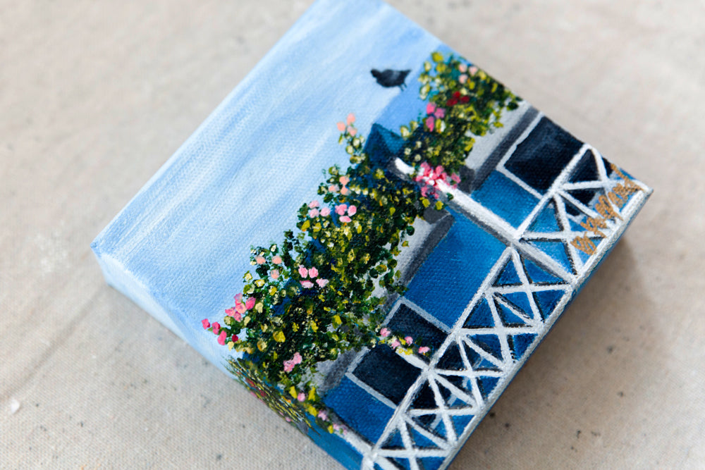 barbados, island art, tropical garden, mini painting, travel art, tropical art, Caribbean art, barbados painting, Caribbean painting, seven sixteen, becky pollard, denver artist, Bridgetown, roof garden, roof garden painting, Bridgetown painting, wanderlust collection, Bridgetown Barbados, tropical plants drawing, tropical plants painting, Barbados artwork, Bridgetown artwork, Bridgetown art, tropical plants, tropical roof garden, beach town painting, beach town art