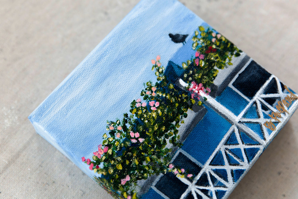 barbados, island art, tropical garden, mini painting, travel art, tropical art, Caribbean art, barbados painting, Caribbean painting, seven sixteen, becky pollard, denver artist, Bridgetown, roof garden, roof garden painting, Bridgetown painting, wanderlust collection, Bridgetown Barbados, tropical plants drawing, tropical plants painting, Barbados artwork, Bridgetown artwork, Bridgetown art, tropical plants, tropical roof garden, beach town painting, beach town art