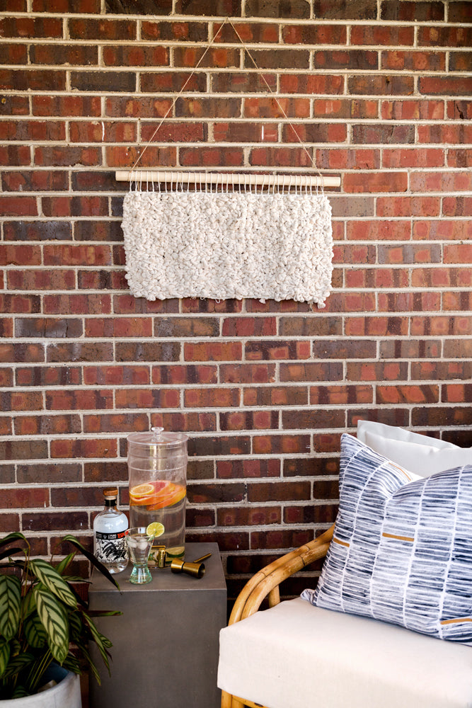 outdoor art, patio art, indoor outdoor art, outdoor wallhanging, outdoor wallhanging, outdoor weaving, outdoor macrame, becky pollard, seven sixteen, colorado art, colorado artist, denver art, denver artist, art for patio, art for outside, art for outdoors, black and white wallhanging, neutral wallhanging, cotton wallhanging, cotton weaving, modern weaving, indoor outdoor art, indoor outdoor weaving, indoor outdoor decor, patio decor, patio styling, 7 16, seven sixteen artist, fiber artist, woven art, Rumi