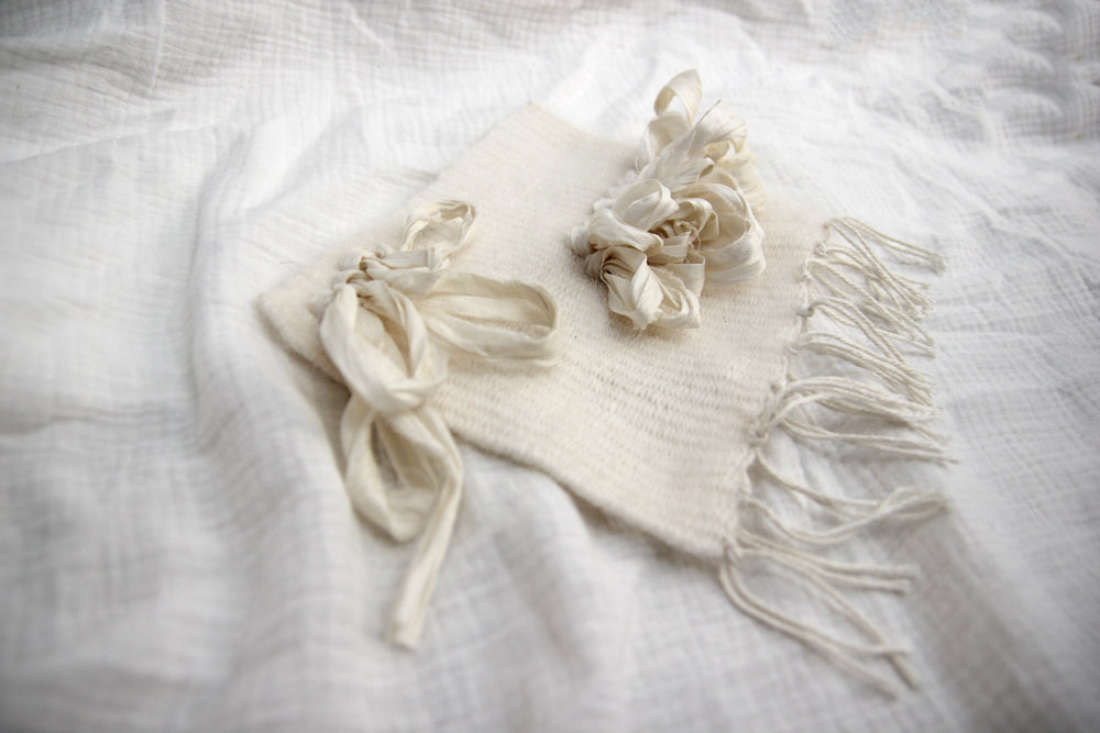 Small White Weaving with Sari Silk Accent