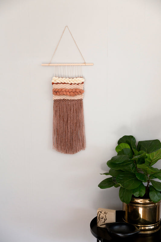 Cindy, woven wall hanging, wall hanging, woven art, woven wall art, weaving art, seven sixteen, 7 16, seven sixteen artist, becky pollard, denver artist, colorado artist, fiber artist, woven art, woven artwork, becky seven sixteen, seven sixteen becky, tapestry, tapestry weaving, nursery decor, nursery art, small weaving, mini weaving, mini tapestry, small tapestry, small wall hanging, small wall art